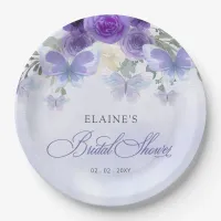 Purple Lilac Lifetime of Butterflies Bridal Shower Paper Plates