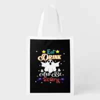 Eat Drink And Be Scary Happy Halloween Day Grocery Bag