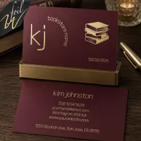 Gold Foil Bookstore Monogram Business Cards