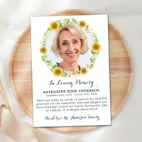 Funeral THANK YOU Sunflower Sympathy Photo Card