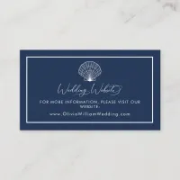 Navy Blue Beach Seashell Wedding Website Enclosure Card