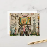 Funny Collage Algae Swamp Antitrump Mixed Media  Postcard