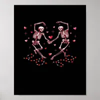 Skeletons Holding Hands Heart Valentines Day Desig Poster