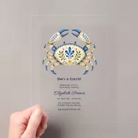 She’s a Catch Amalfi Coast Crab Bachelorette Acrylic Invitations