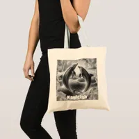 Monogram Black & White Dolphins Ocean | Tote Bag
