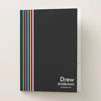 Color Stripe Boy’s Custom Name Kids School Journal Pocket Folder