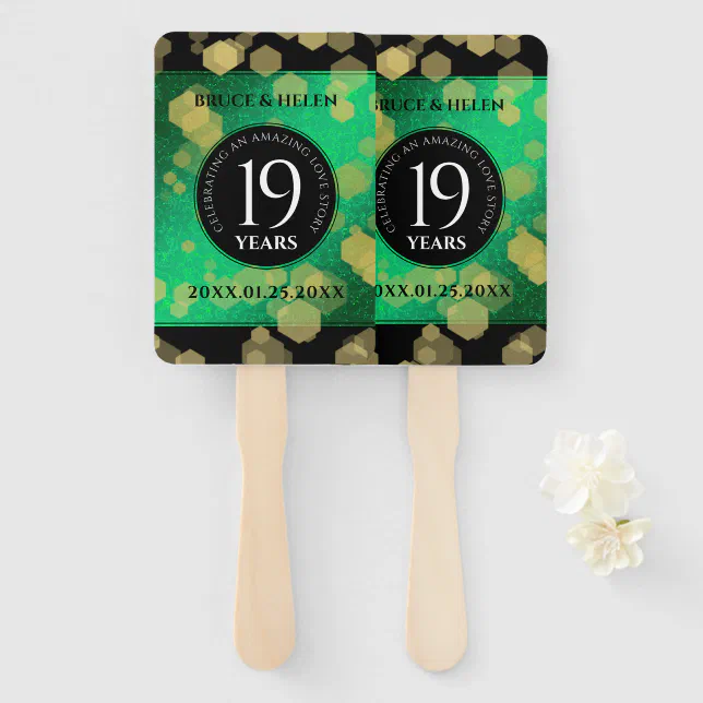 Elegant 19th Jade Wedding Anniversary Celebration Hand Fan