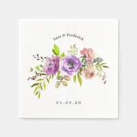 Spring Wedding Watercolor Floral Napkins