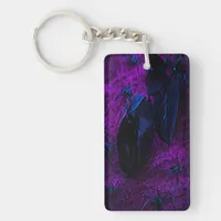 Spooky Black Material Rose, Black Spiders Keychain