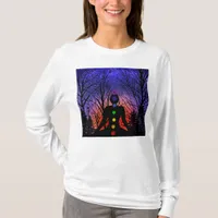 Meditation and the Trees on a starry night Sunset  T-Shirt