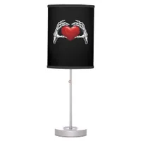 Skeleton Hands Holding A Red Heart Warm Highlight Table Lamp