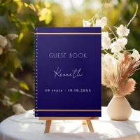 Guest book birthday blue gold minimalist budet