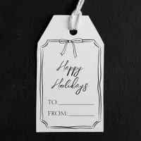 Minimalist Cute Whimsical Bow Happy Holidays Gift Tags