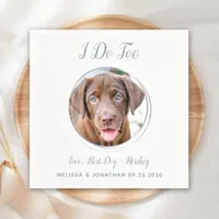 Dog Wedding Modern I Do Too Dusty Blue Pet Photo  Napkins