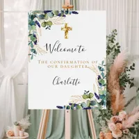 Confirmation eucalyptus greenery cross welcome foam board