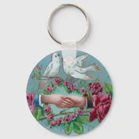 Doves and Handshake Birthday Keychain