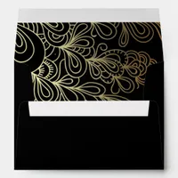 Abstract Artistic Gold Line Art Doodles on Black  Envelope