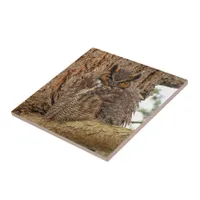 Great Horned Owl in the Douglas Fir Ceramic Tile