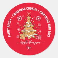 Red Christmas Tree Cookie Baking Crew Snowflakes Classic Round Sticker