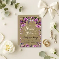 Romantic Purple Watercolor Floral Bridal Shower Invitation