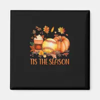 Tis The Season Pumpkin Leaf Latte Fall Softball Magnet