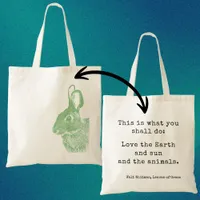 Green Bunny Simple Stamped Eco-Friendly Quote Tote Bag