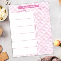 Pink Plaid Family Meal Planner and Shopping List  Notepad