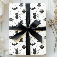 Cute Spooky Spiders, Bats & Cats Halloween Wrapping Paper