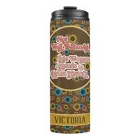 Women's Empowerment Retro 60s & 70s Floral Yellow Thermal Tumbler