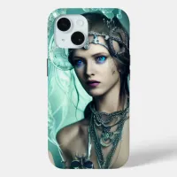 Blue Water Shaman Witch Digital Fantasy Artwork iPhone 15 Case