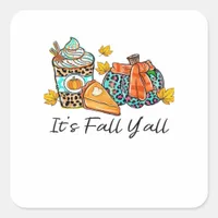 It’s Fall Y’all Pumpkin Spice Leopard Pumpkin Pie  Square Sticker