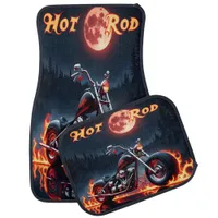 Blazing Hot Rod on Moonlit Roads Car Floor Mat