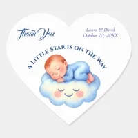 Baby Boy Shower Invite Moonlight Stars Watercolor Heart Sticker