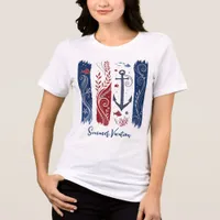 Nautical Anchor T-Shirt, Coastal Ocean Waves, Sea  Tri-Blend Shirt