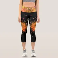 Stars explode - fractal,  capri leggings