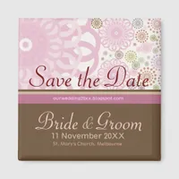 Save the Date Gyroscopes Pink Brown Magnet