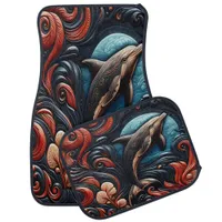 Artistic Dolphin Swirl Design Car Floor Mat