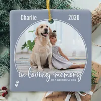 Pet Memorial In Loving Memory Modern Gray Photo Ceramic Ornament