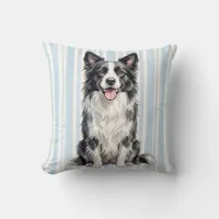 Border Collie Throw Pillow Artwork