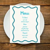 Handwritten Whimsical Wavy Border Fun Wedding Menu