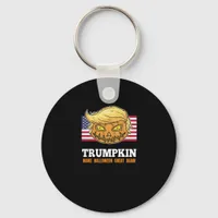 Trumpkin Halloween Pumpkin With Flag Scary Design  Keychain