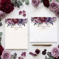 Moody Plum Burgundy Floral Autumn Wedding Envelope Liner