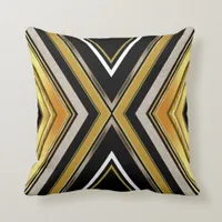 Chevron Art Deco Black Gold Cushion Pillow