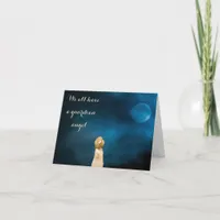 Guardian angel girls watching a full moon quote holiday card