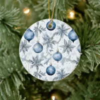 Blue Christmas Tree Ornaments All Over Print