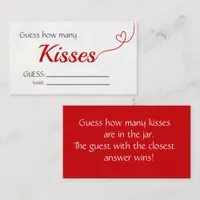 Red  "Guess How Many Kisses" Bridal Shower Game Enclosure Card