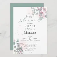 SHOWER | Modern Watercolor Eucalyptus Foliage Invitation