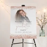 Rose Gold Glitter Photo Overlay Welcome Graduation Foam Board