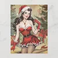 Retro Pinup Lady Sexy Mrs. Claus Christmas Postcard