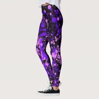 Purple Paint Splatters on Black Leggings